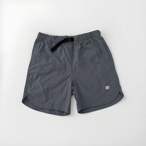 Topo Design Men L 6" Pull-On Shorts Belted River Hiking Trail Nylon Stretch EUC